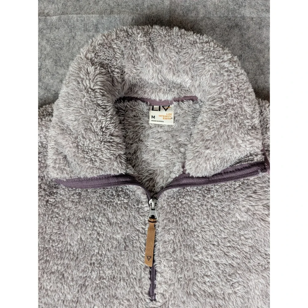 LIV Outdoor Life Integrity Earth Womens Grey‎ Purple Sherpa Fleece Pullover M